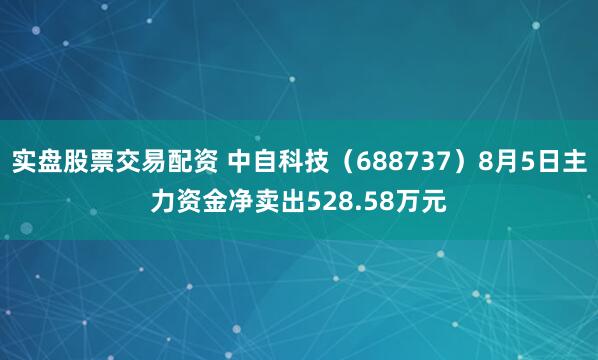 实盘股票交易配资 中自科技（688737）8月5日主力资金净卖出528.58万元
